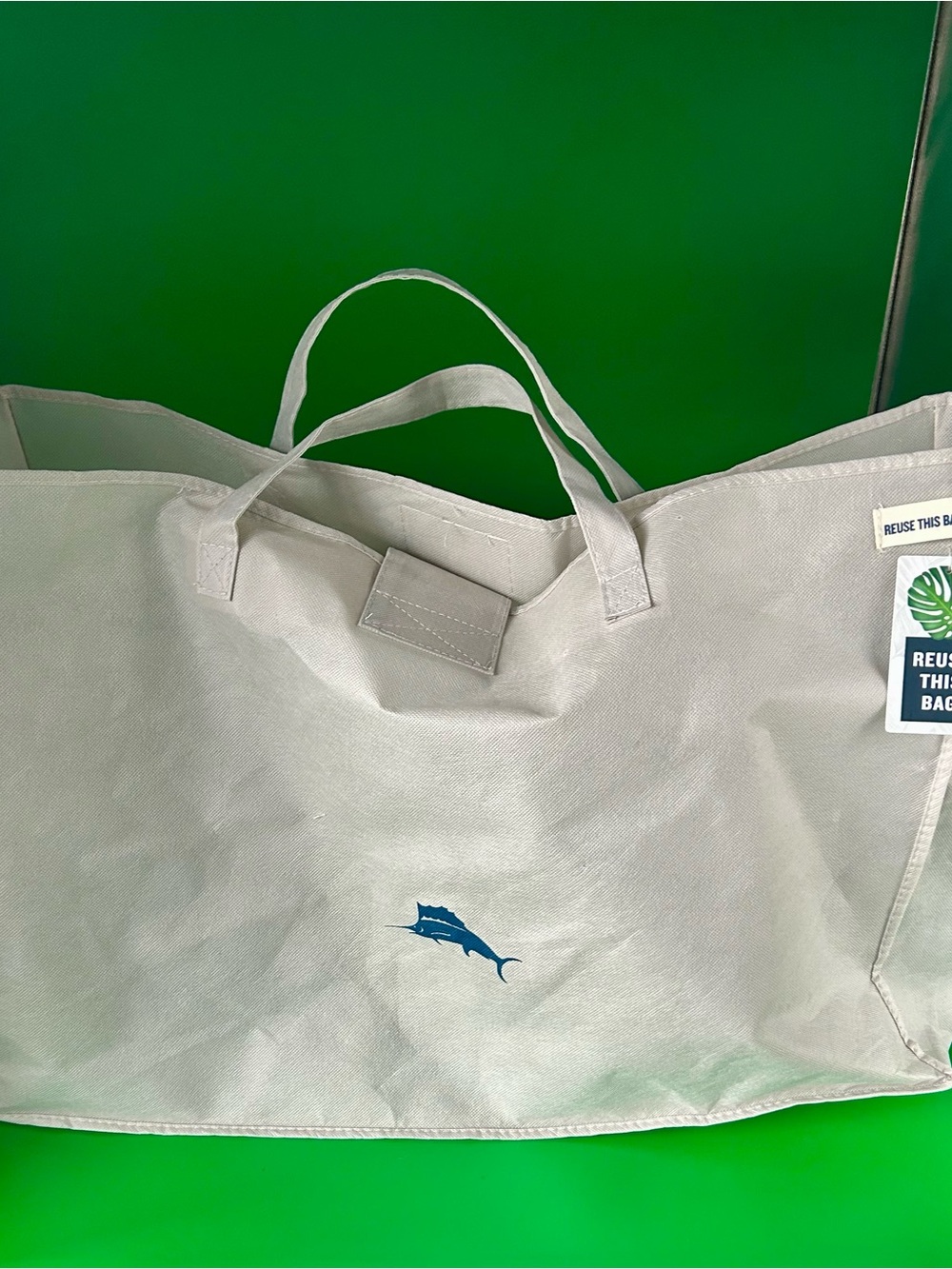 Tommy Bahama Light Gray Tote with Blue Sailfish logo